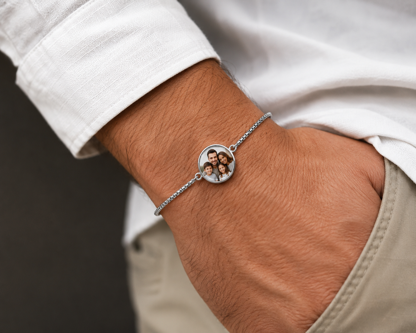 Custom Photo Charm Bracelet | Personalized Gift for Mom or Dad with Kids Photo