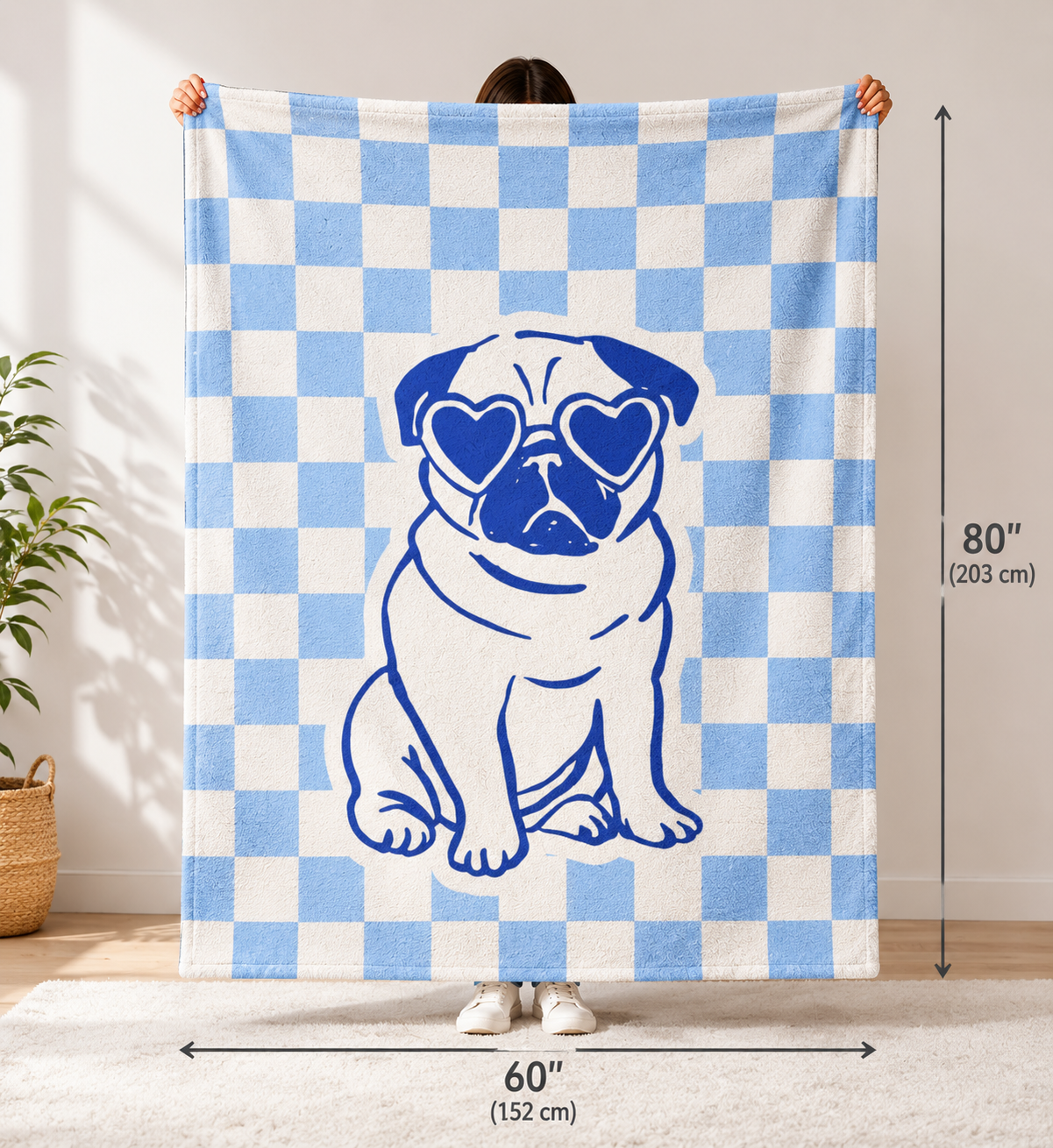 Custom Pet Blanket | Personalized Retro  Checkered Dog Cat Throw | Pet Lover Gift