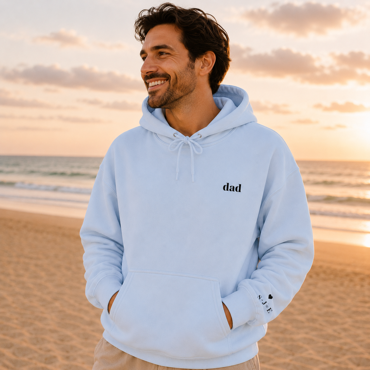 Custom Dad Hoodie | Personalized Embroidered  Chest & Sleeve | Matching Dad Mini Set |  Dad Gift S-3XL