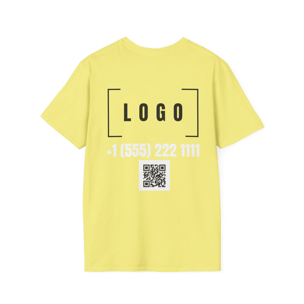 Cornsilk t-shirt with a customizable logo on the back