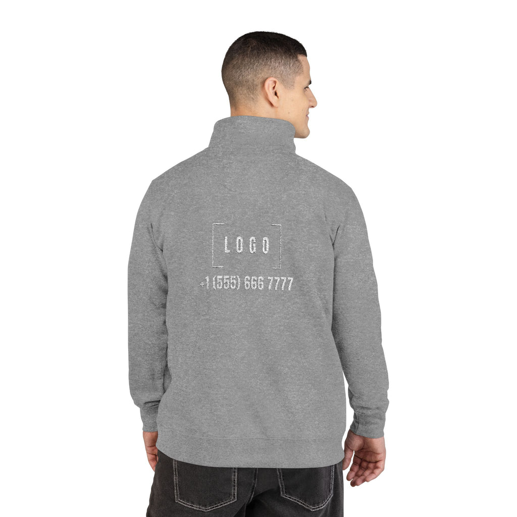 Carbon Grey embroidered fleece half-zip pullover with a customizable logo on the left chest