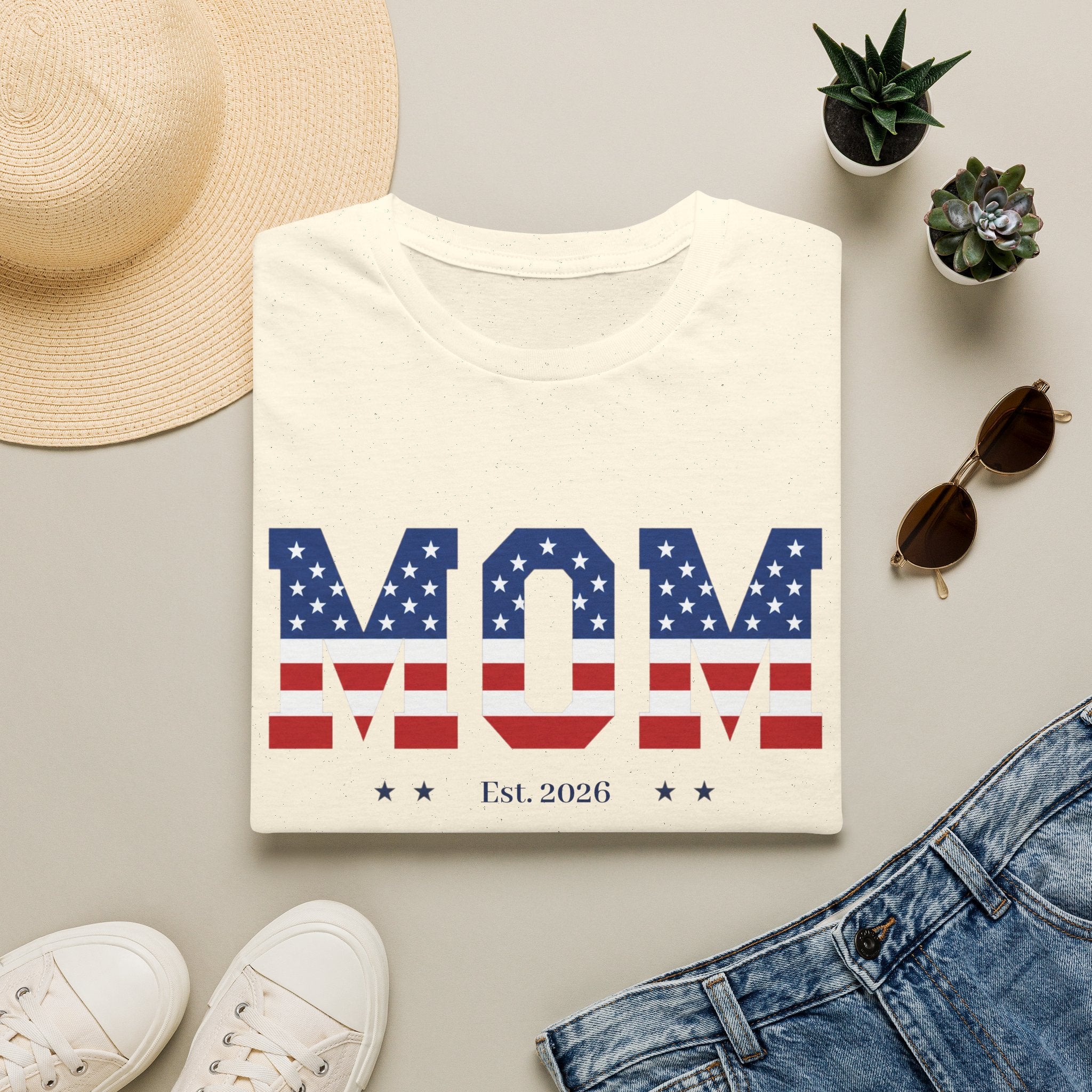Custom Mom 4th of July Shirt | Personalized Est Year Tee | Patriotic Mom Gift | Americana Mom  Shirt S-2XL