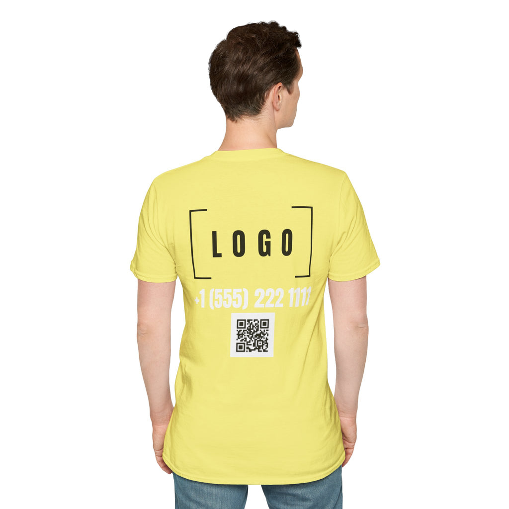 Cornsilk t-shirt with a customizable logo on the back