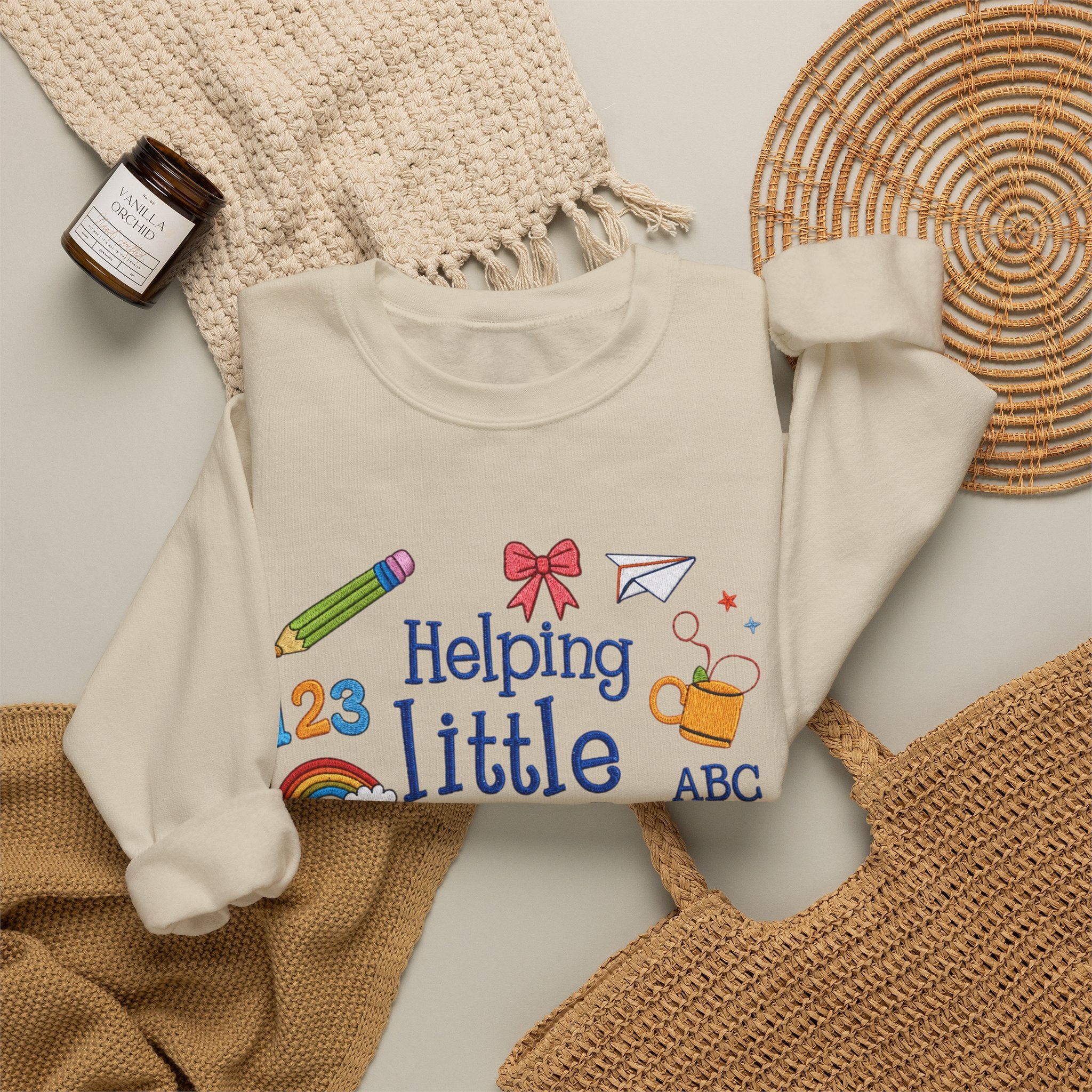 Helping Little Minds Grow Sweatshirt – Teacher Gift, Cute School Icons Crewneck, Back to School