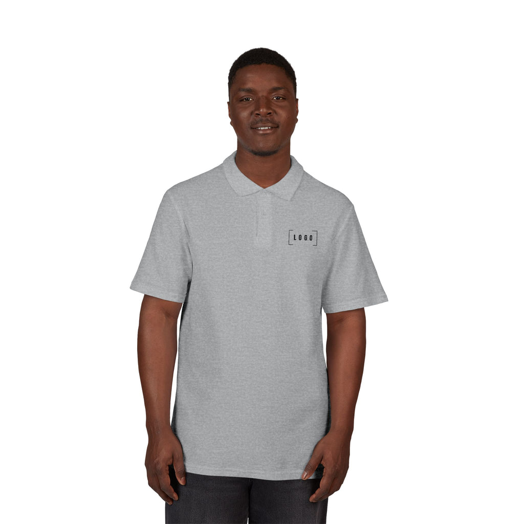 Sport Grey piqué polo shirt with a customizable logo on the left chest