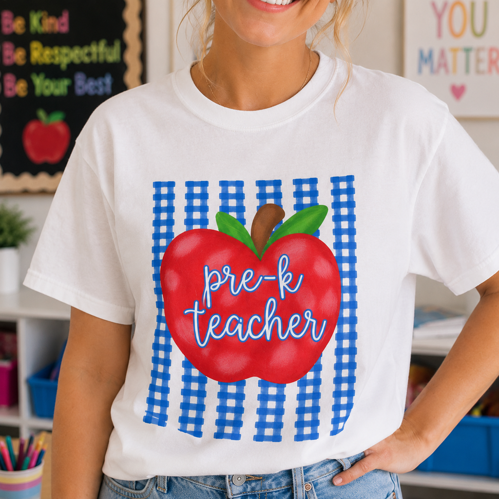 Teacher Custom Grade Apple T‑Shirt | Back-to-School Teacher Tee