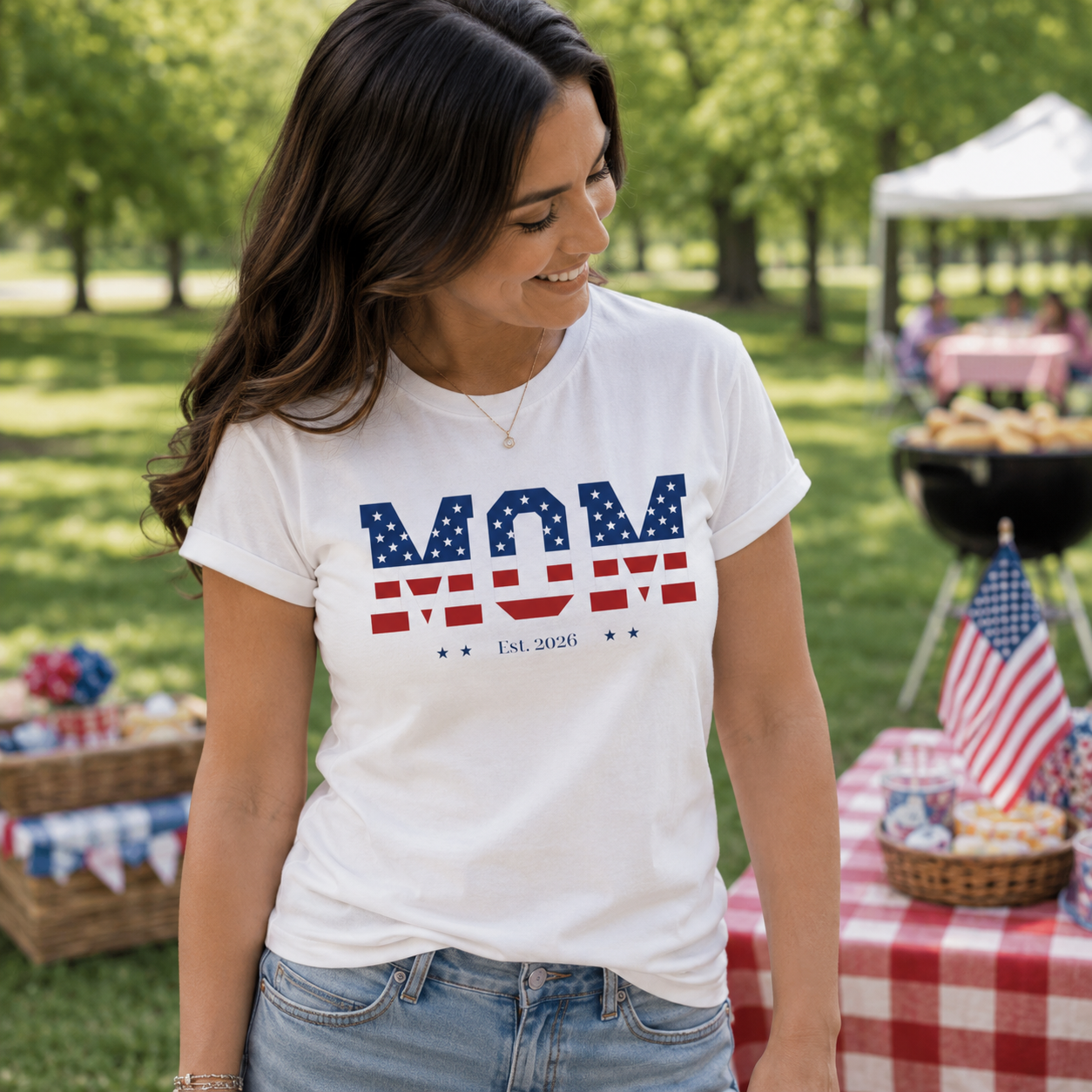 Custom Mom 4th of July Shirt | Personalized Est Year Tee | Patriotic Mom Gift | Americana Mom  Shirt S-2XL