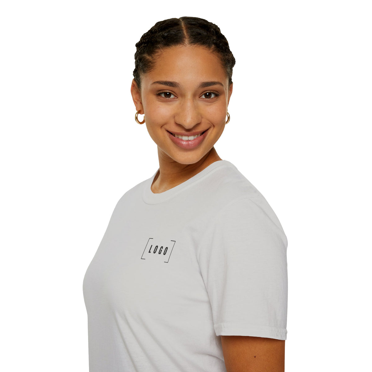 Ice Grey t-shirt with a customizable logo on the front chest and back