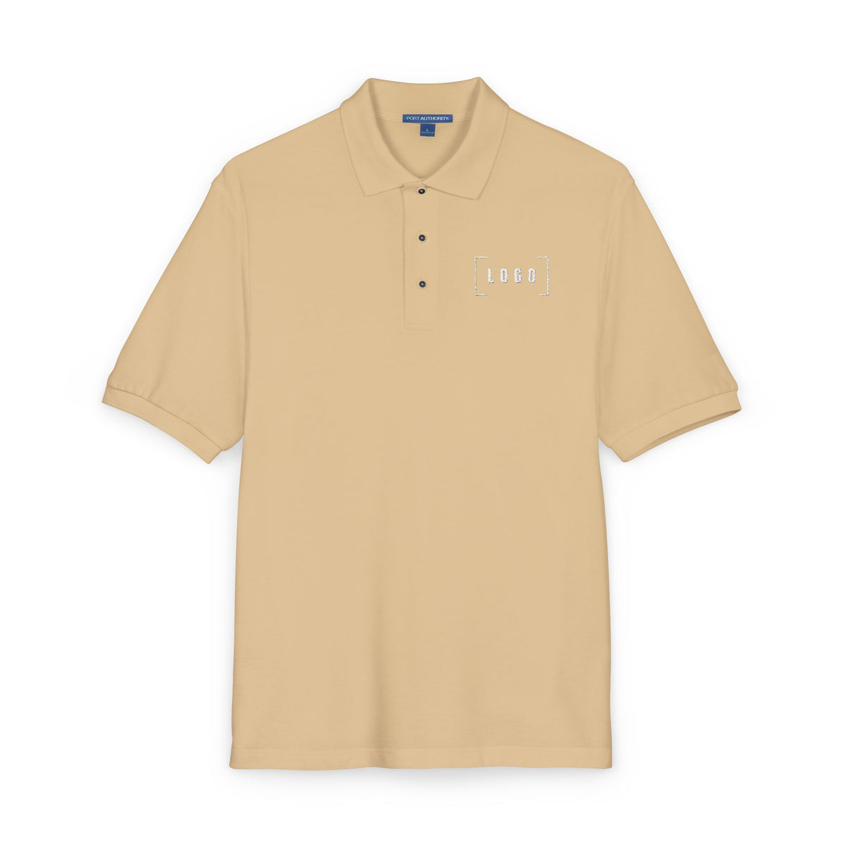Stone embroidered polo shirt with a customizable logo on the left chest