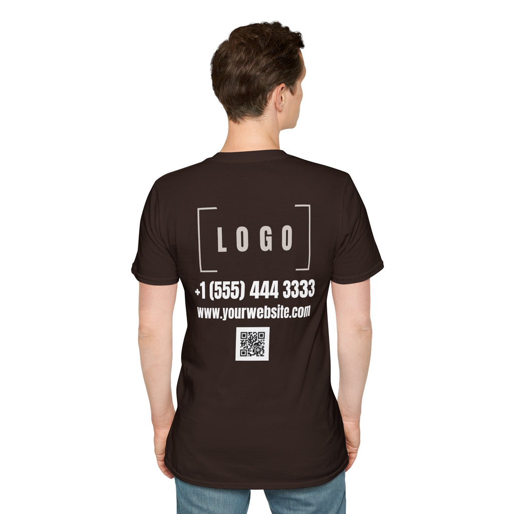 Dark Chocolate t-shirt with a customizable logo on the front chest and back