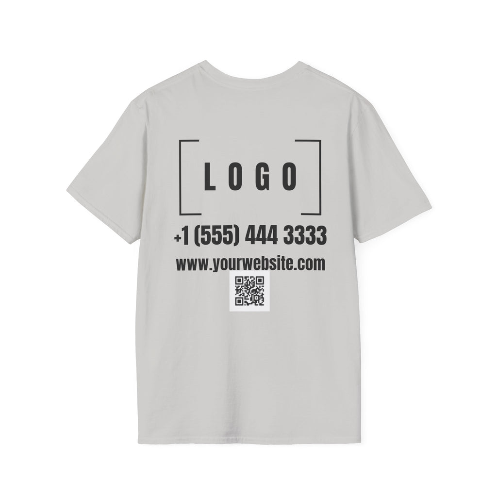 Ice Grey t-shirt with a customizable logo on the front chest and back