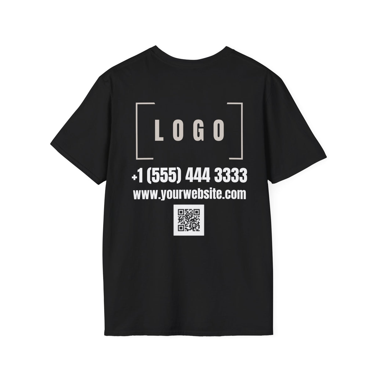 Dark Chocolate t-shirt with a customizable logo on the front chest and back
