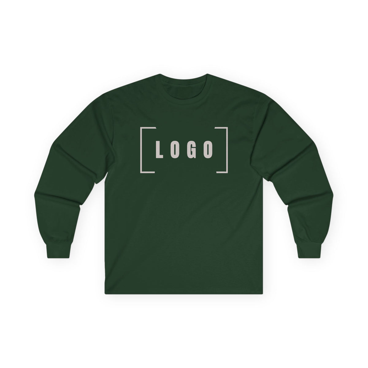 Forest Green long sleeve tee with a customizable logo on the chest