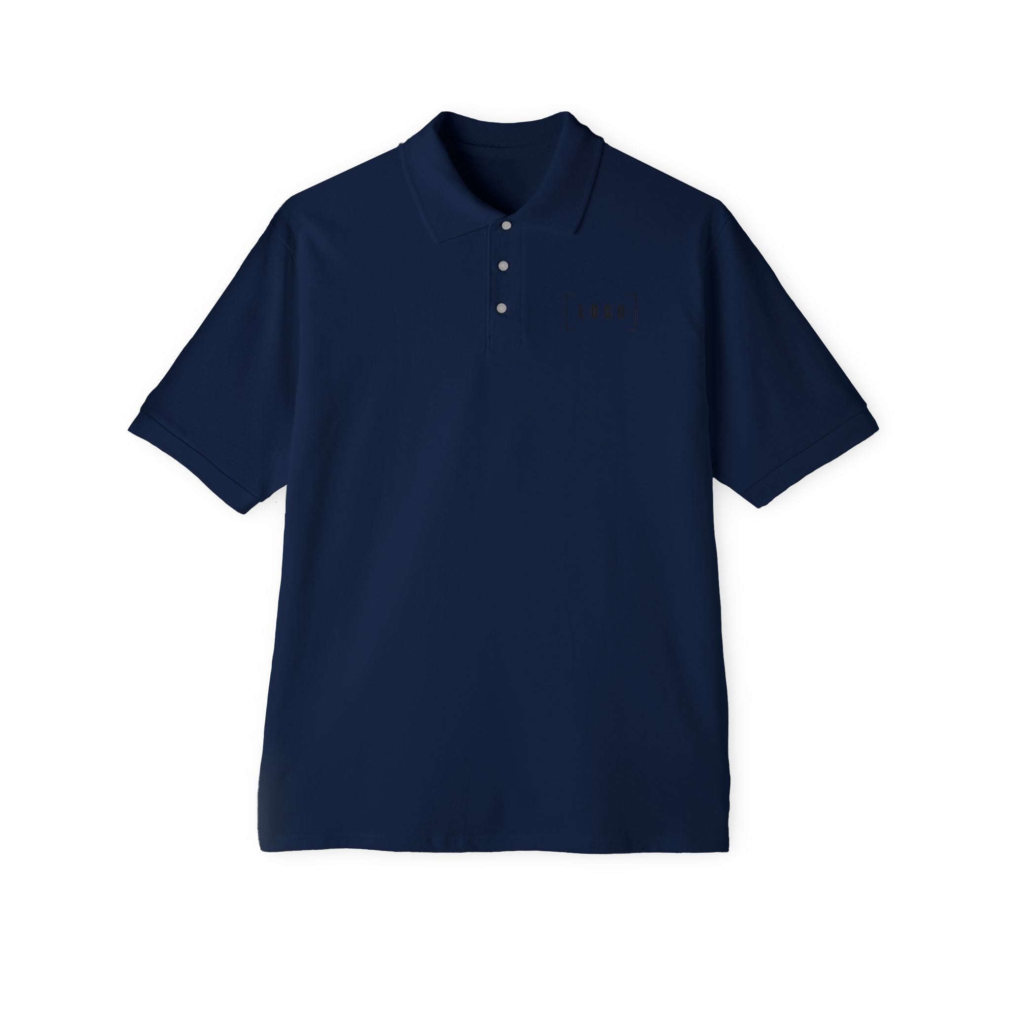 J. Navy men's piqué polo shirt with a customizable logo on the chest