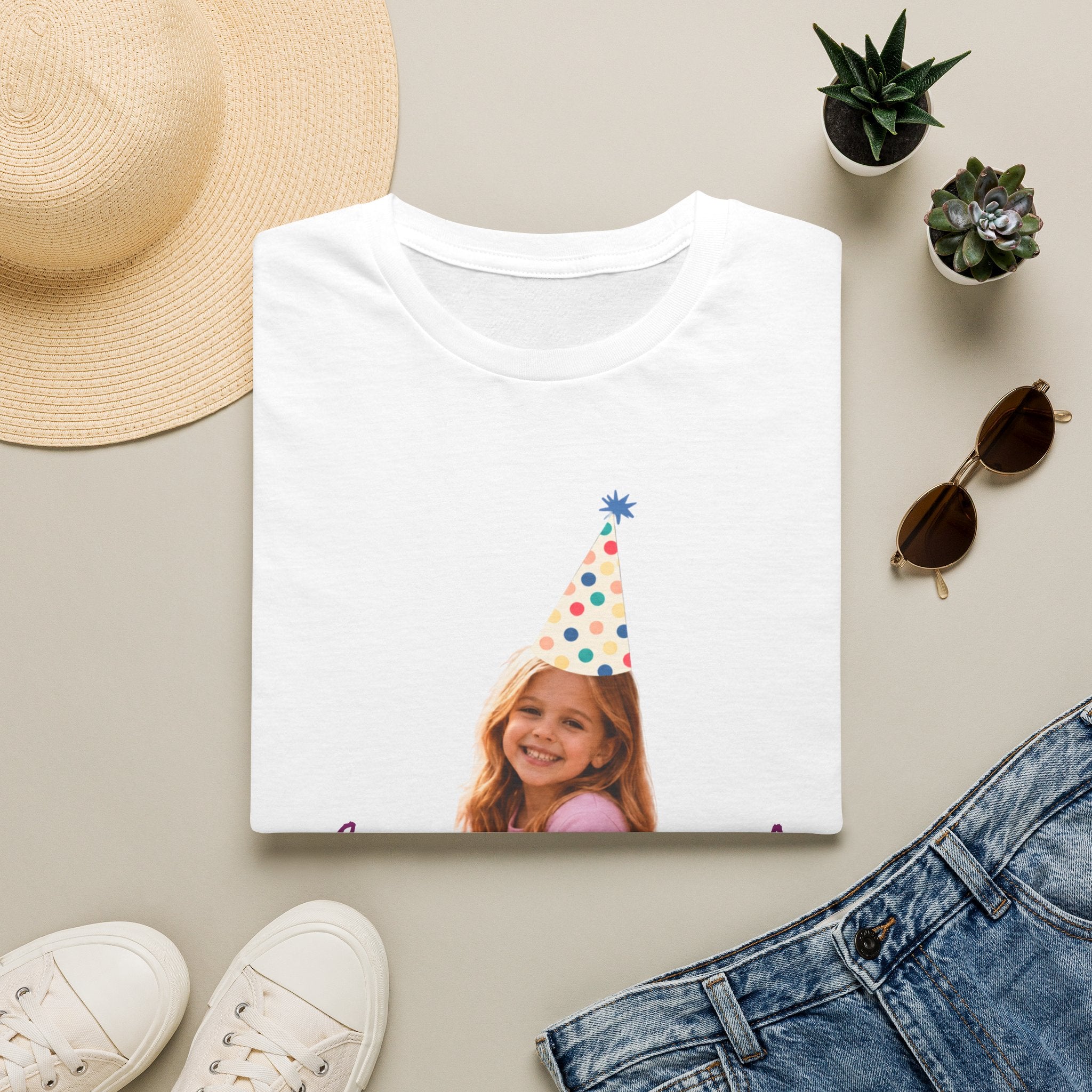 Custom Birthday Girl Shirt | Personalized Photo Tee and Est. year with Party Hat, Funny Birthday Gift for Women