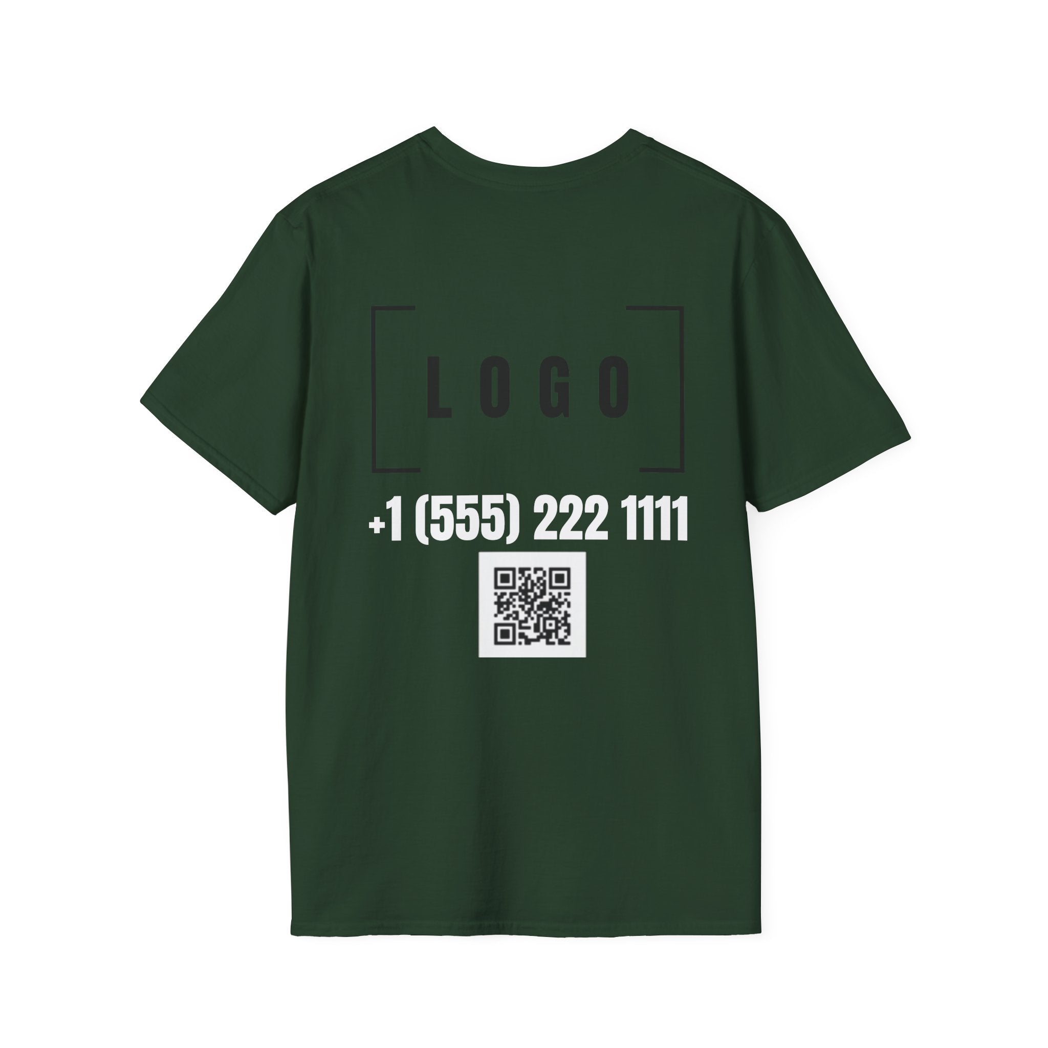 Forest Green t-shirt with a customizable logo on the back