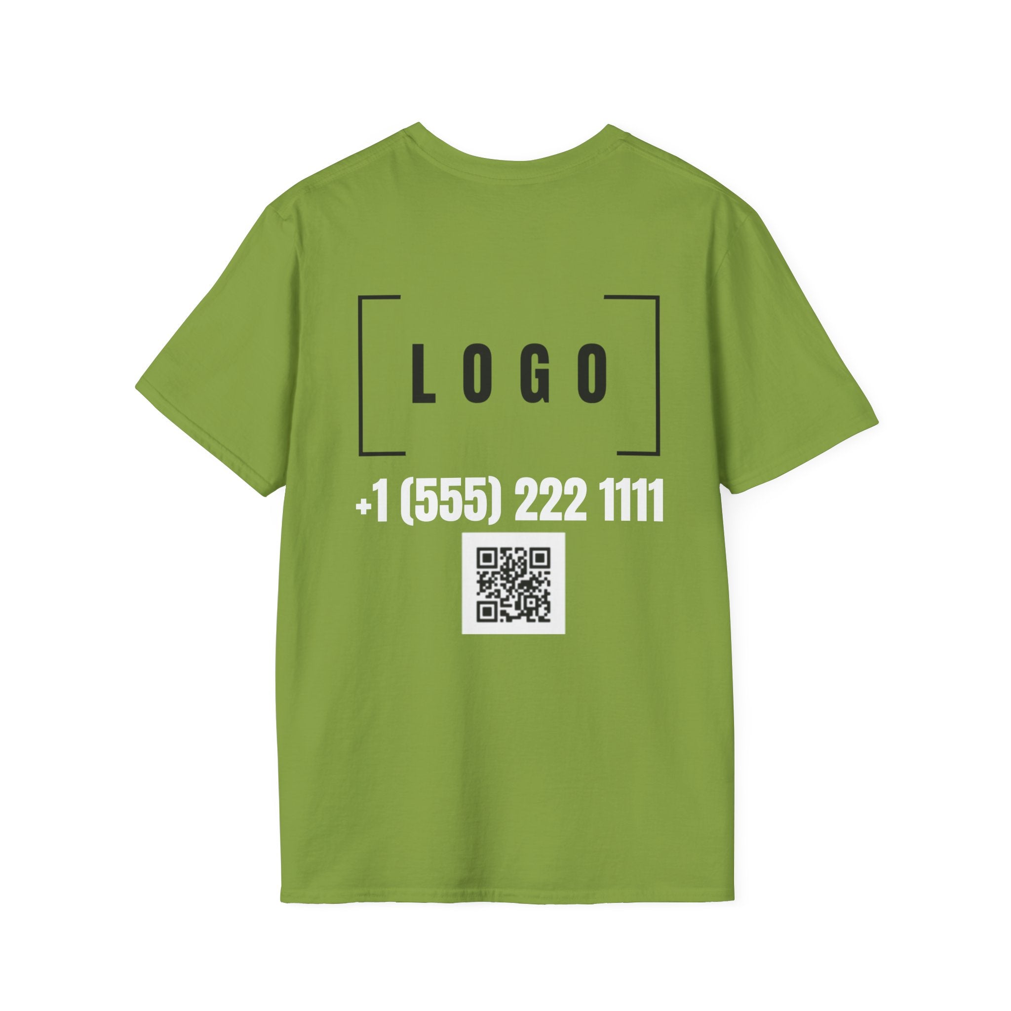 Kiwi t-shirt with a customizable logo on the back