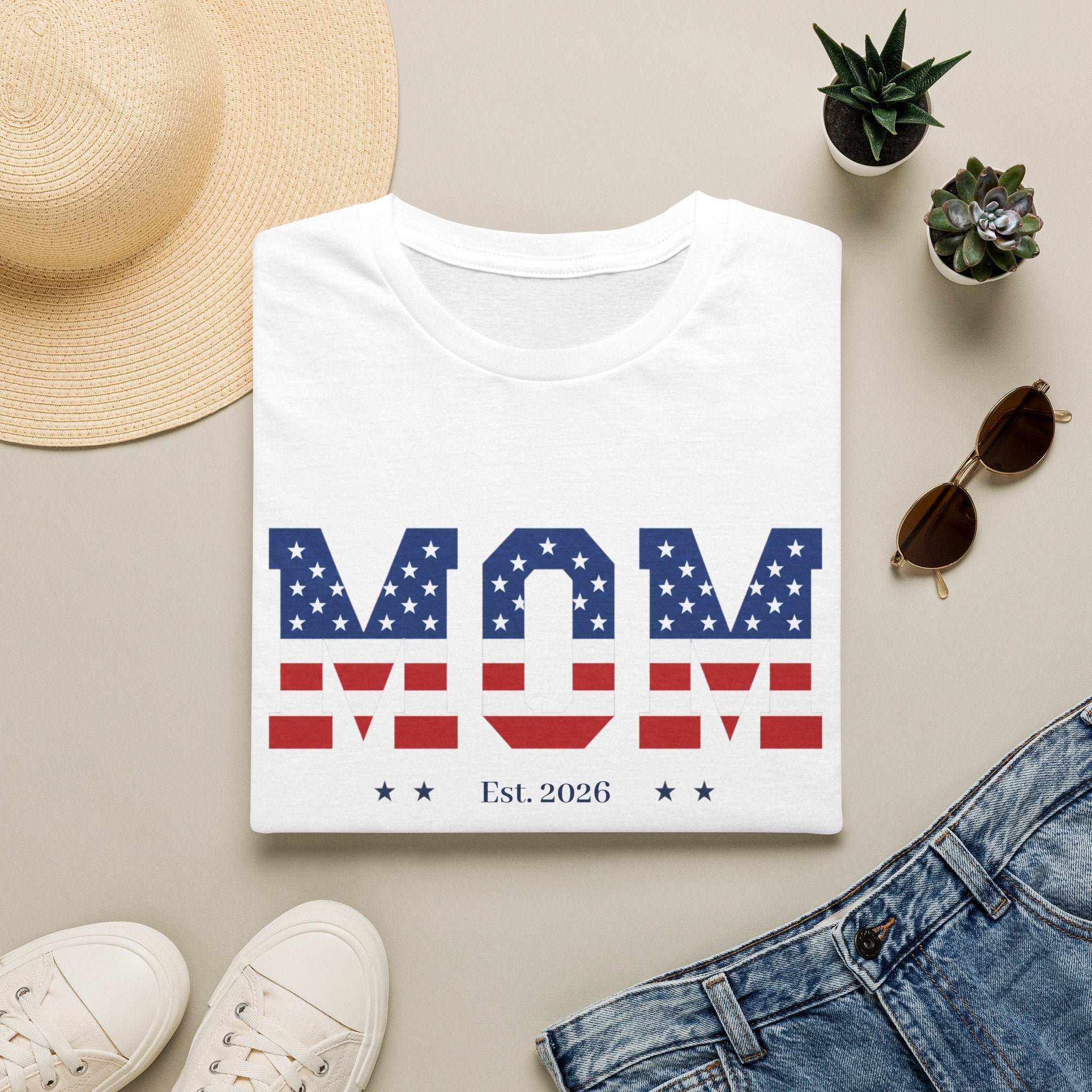Custom Mom 4th of July Shirt | Personalized Est Year Tee | Patriotic Mom Gift | Americana Mom  Shirt S-2XL
