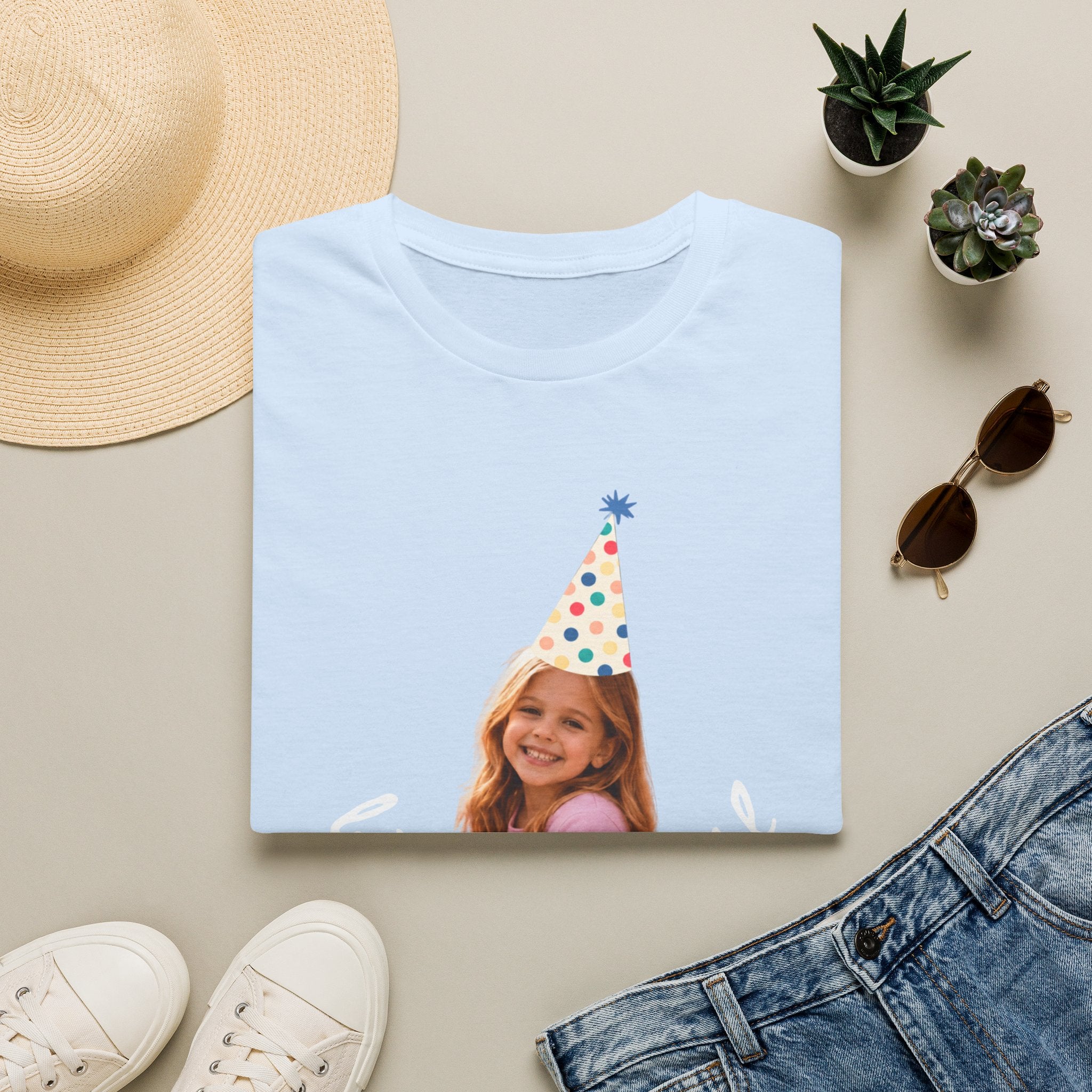 Custom Birthday Girl Shirt | Personalized Photo Tee and Est. year with Party Hat, Funny Birthday Gift for Women