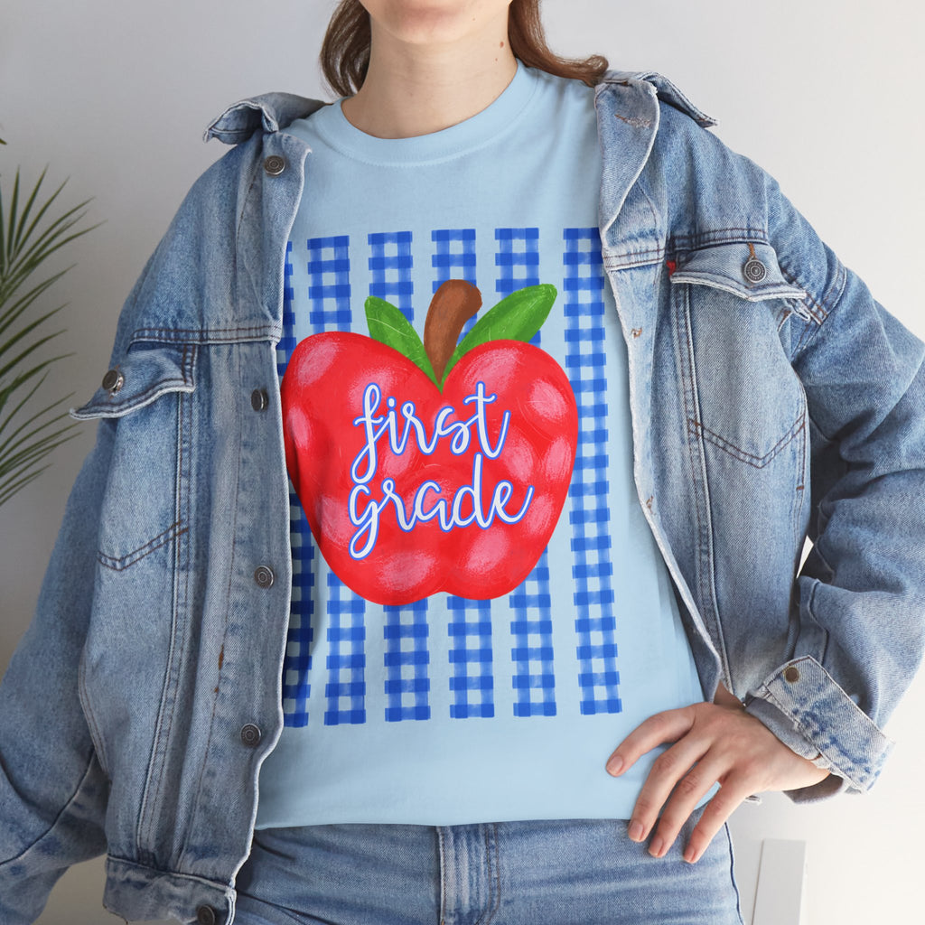 Teacher Custom Grade Apple T‑Shirt | Back-to-School Teacher Tee