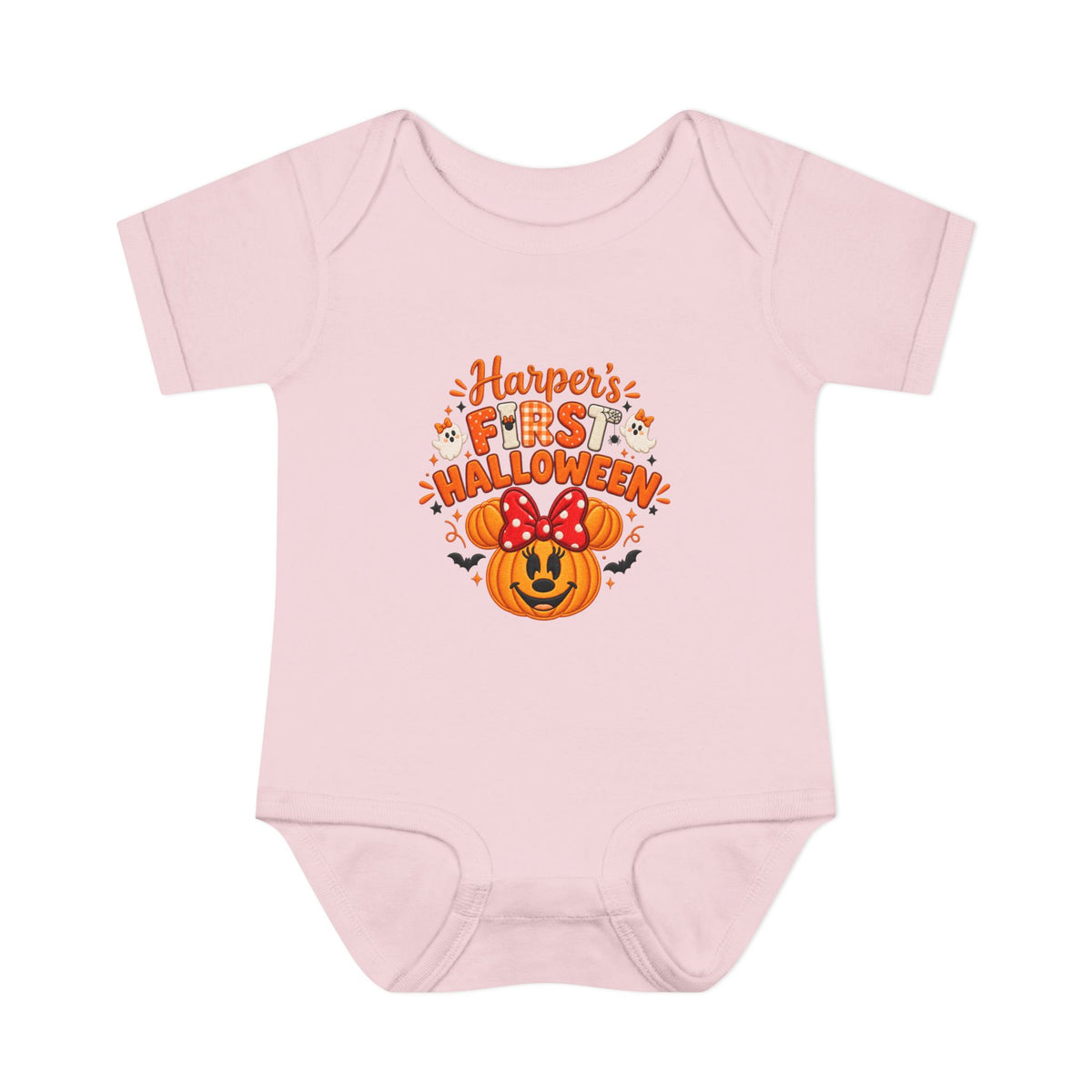 Personalized First Halloween Baby Bodysuit, Pumpkin & Bow Onesie