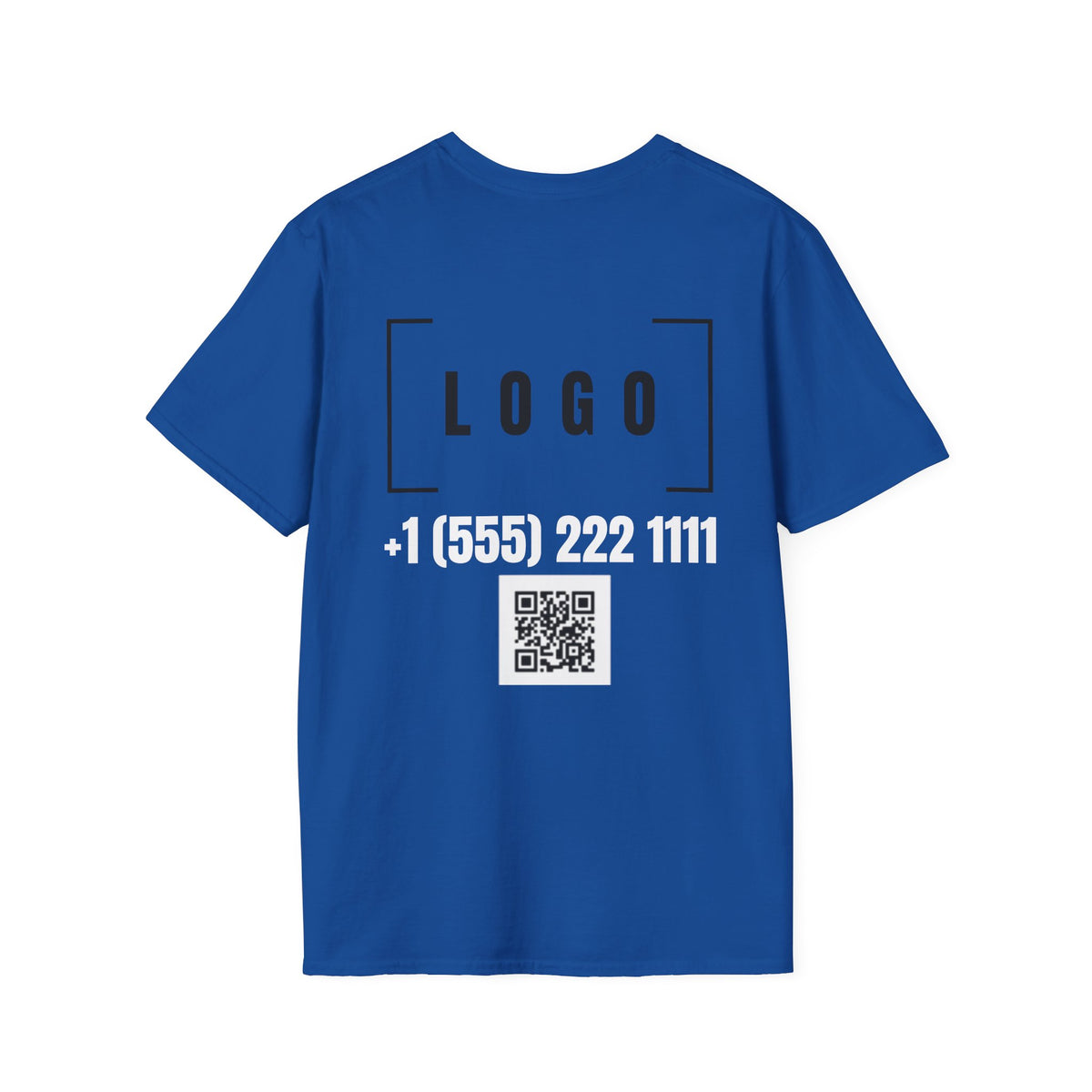 Royal t-shirt with a customizable logo on the back