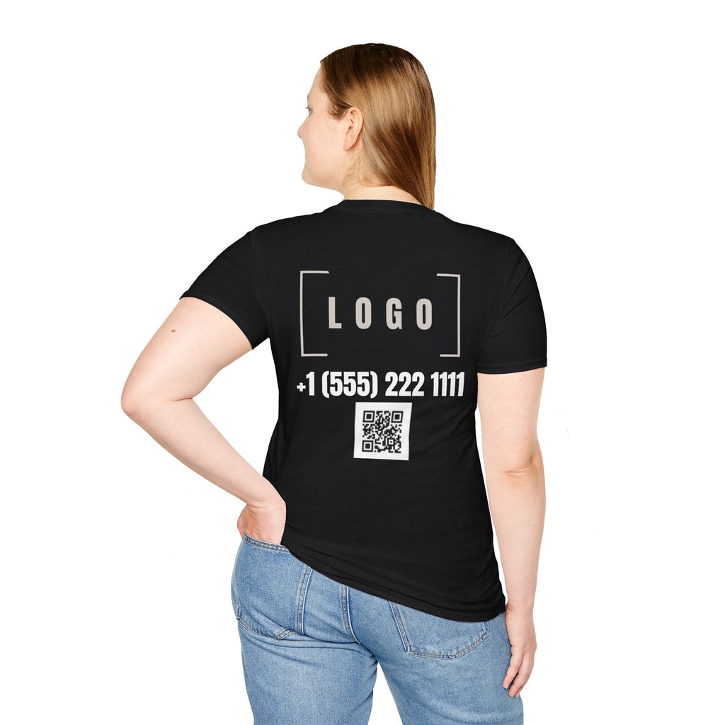 Dark Chocolate t-shirt with a customizable logo on the back