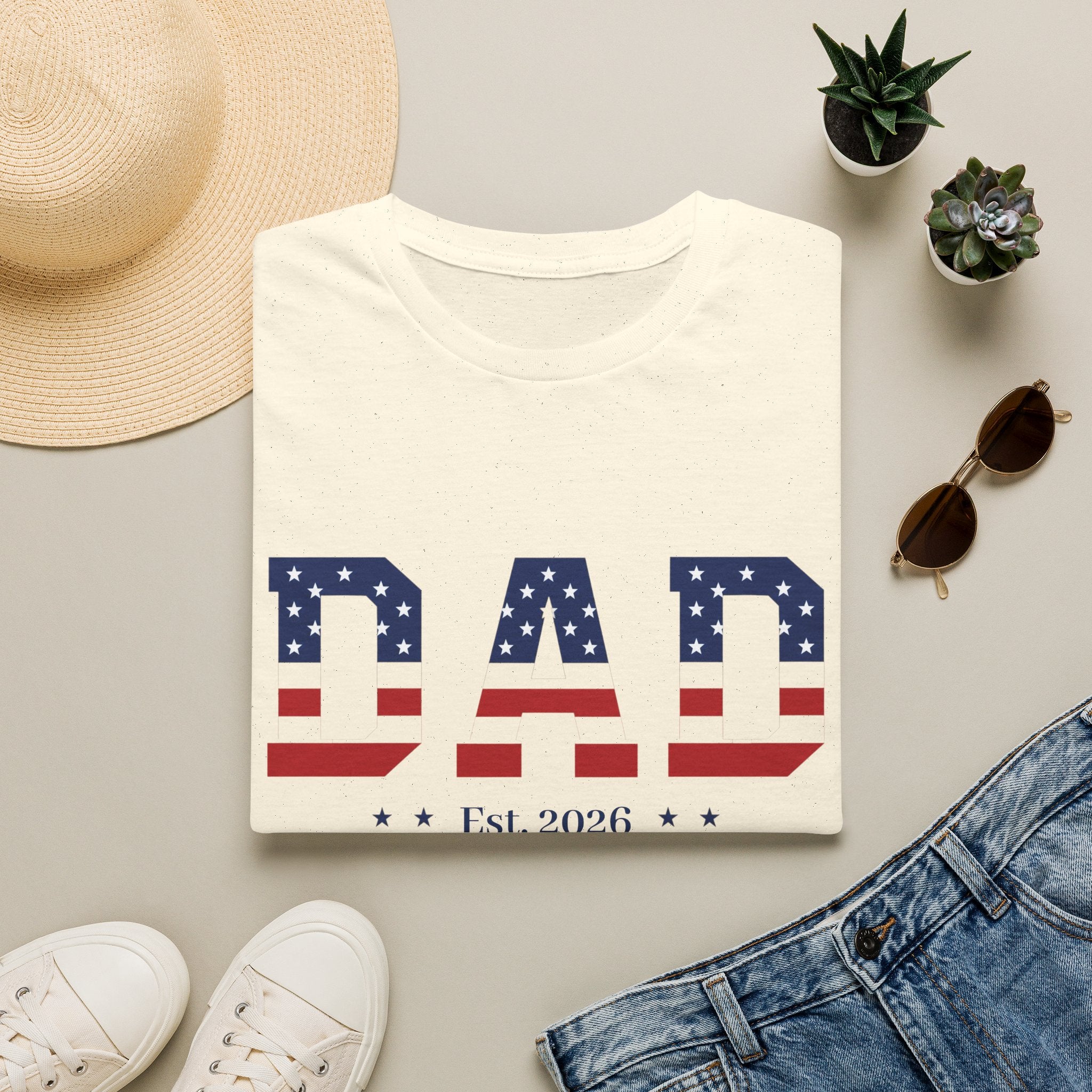 Custom Dad 4th of July Shirt | Personalized Est Year Tee | Patriotic Dad Gift | Americana Dad  Shirt S-2XL