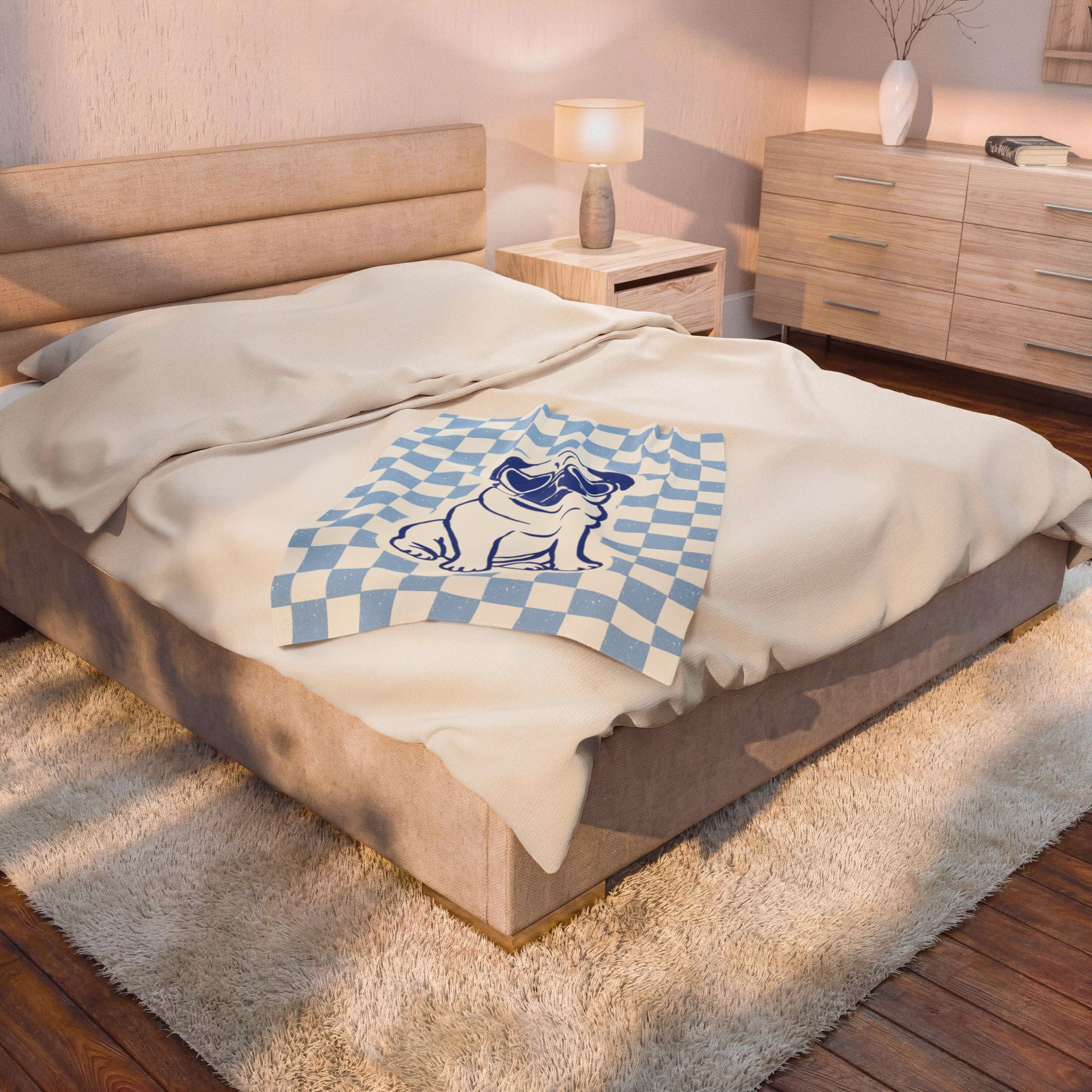 Custom Pet Blanket | Personalized Retro  Checkered Dog Cat Throw | Pet Lover Gift