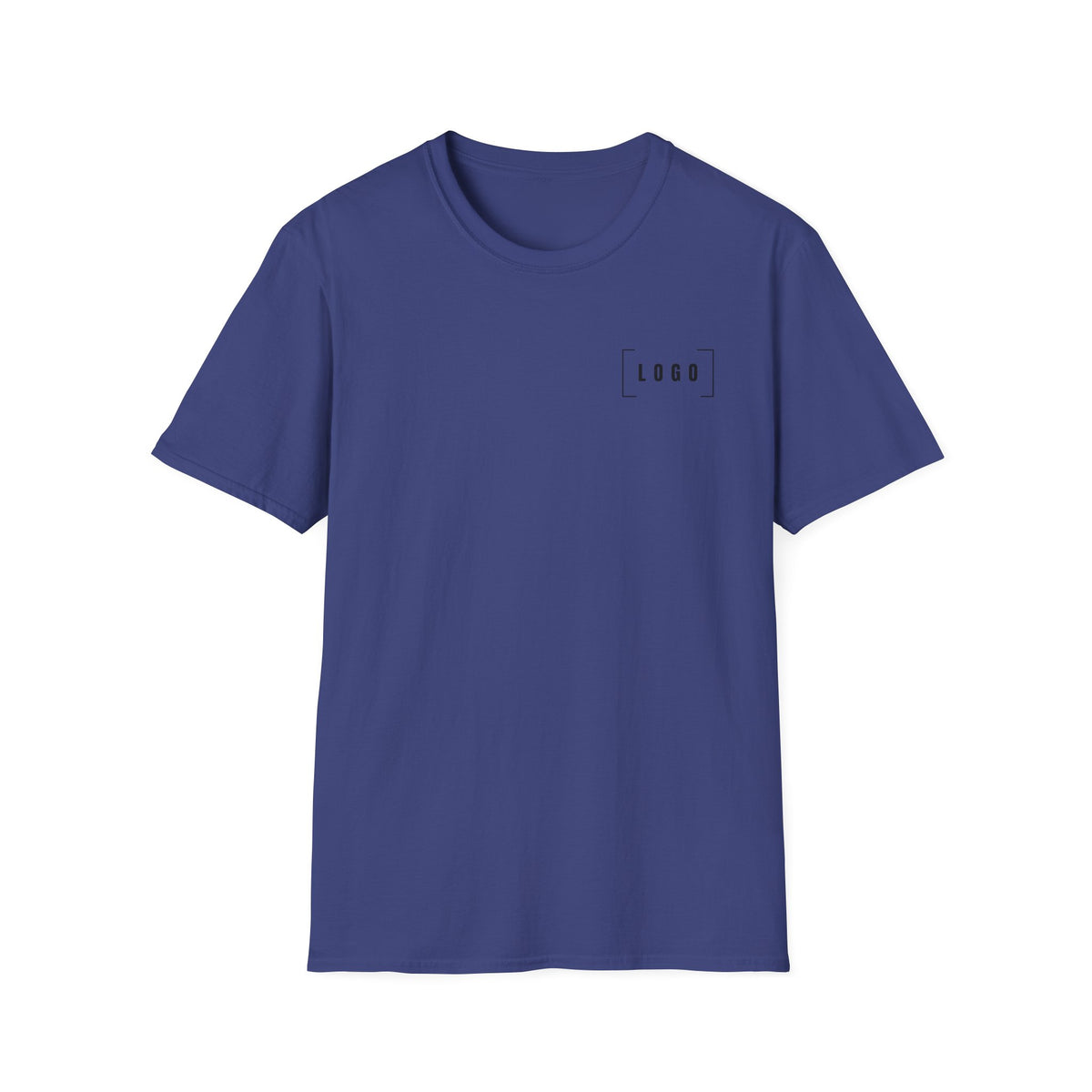 Purple t-shirt with a customizable logo on the front chest and back
