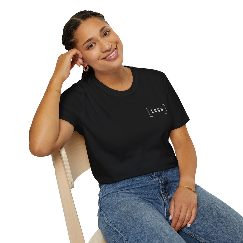 Dark Chocolate t-shirt with a customizable logo on the front chest and back