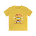 Daisy yellow personalized kids tee with custom name and School Bus First Day of Pre-K design
