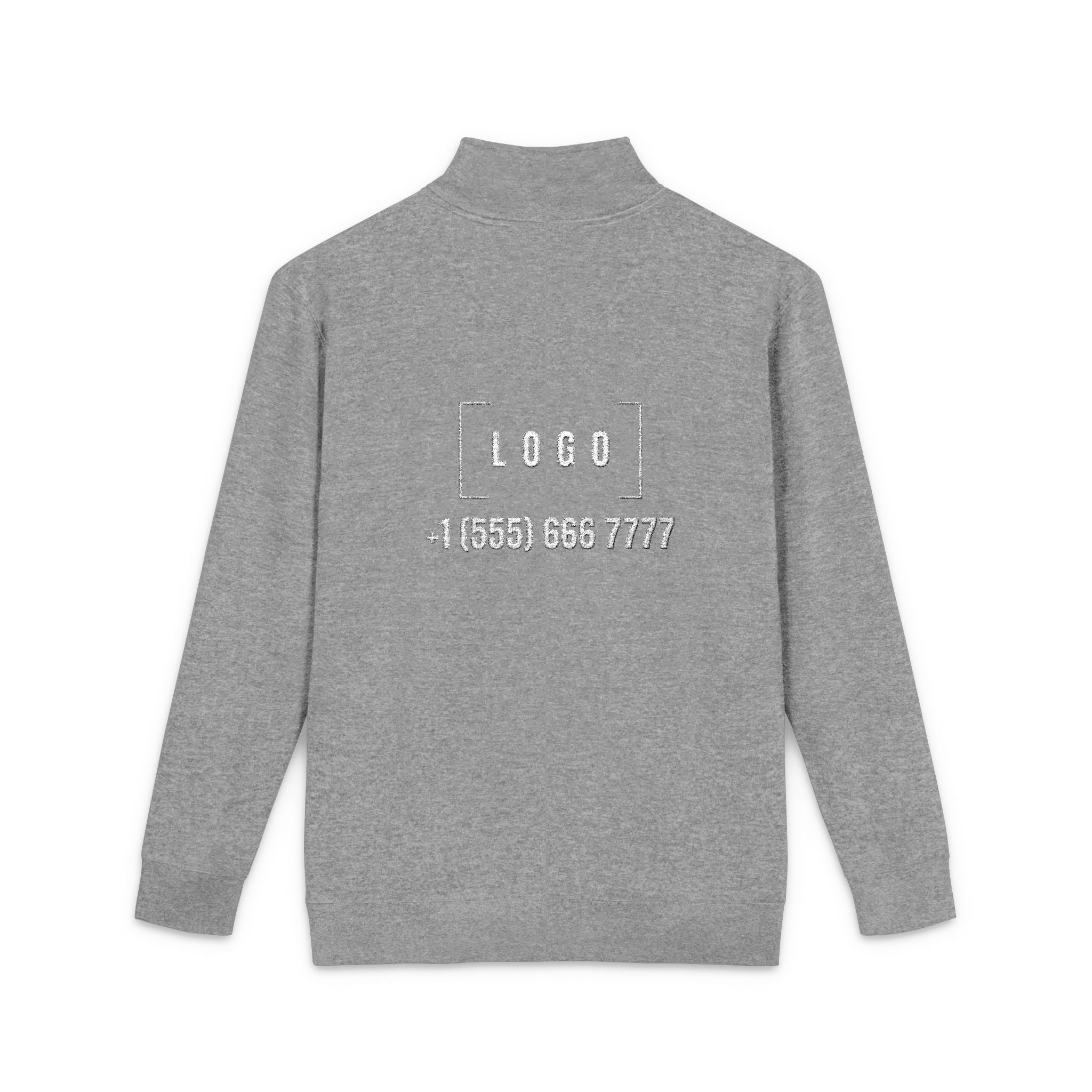 Carbon Grey embroidered fleece half-zip pullover with a customizable logo on the left chest