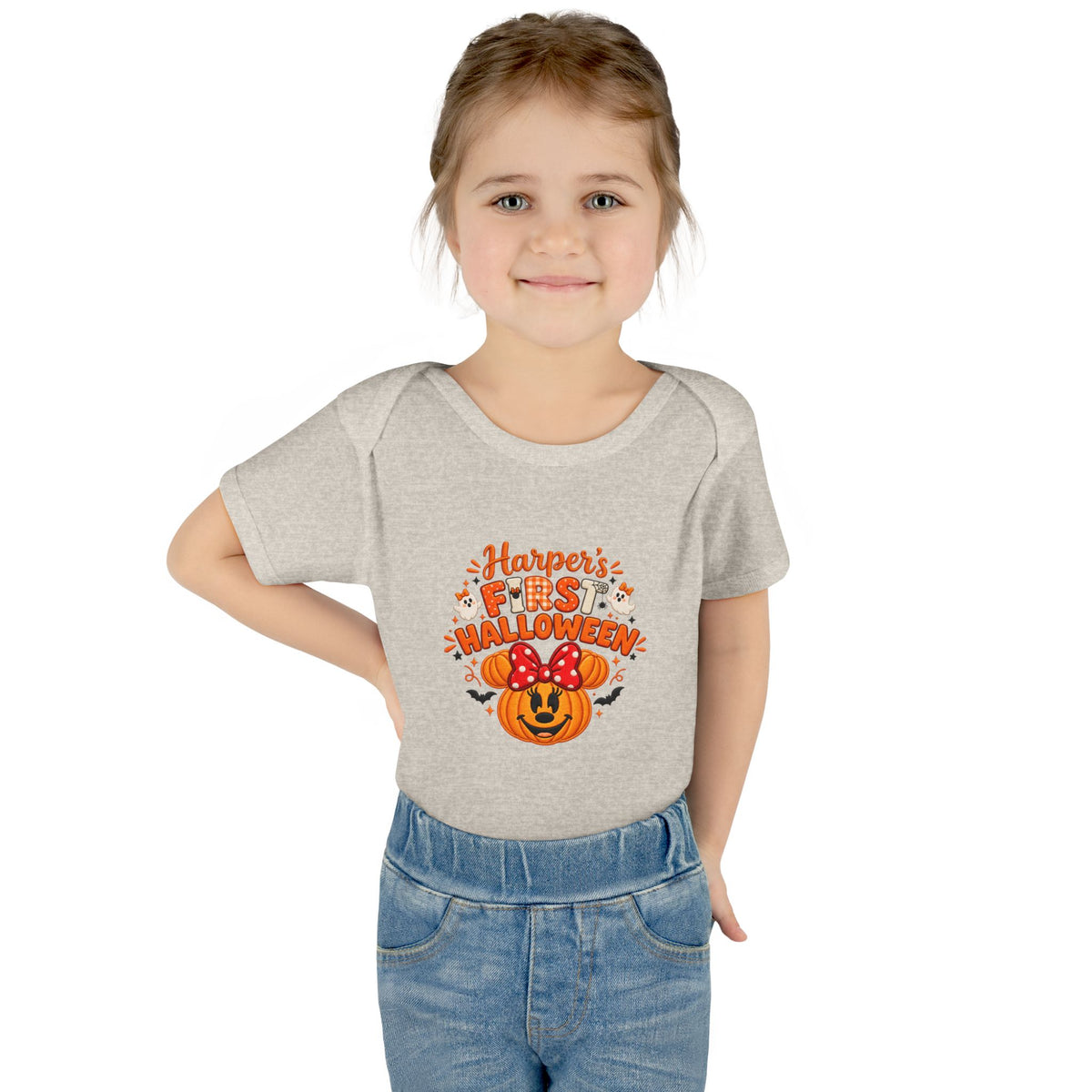 Personalized First Halloween Baby Bodysuit, Pumpkin & Bow Onesie