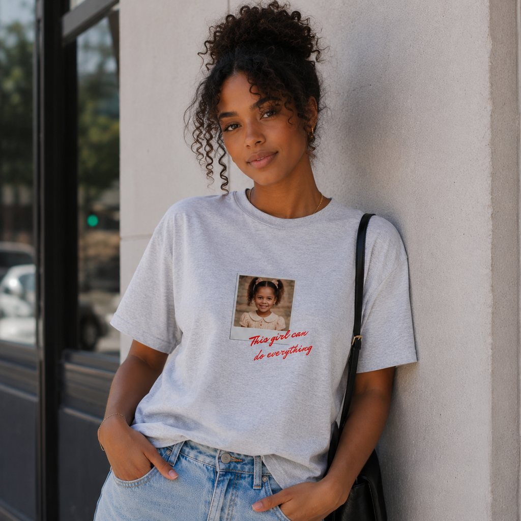 Custom Photo Shirt for Women | Personalized Polaroid Tee with Photo and Custom Text, Gift for Her