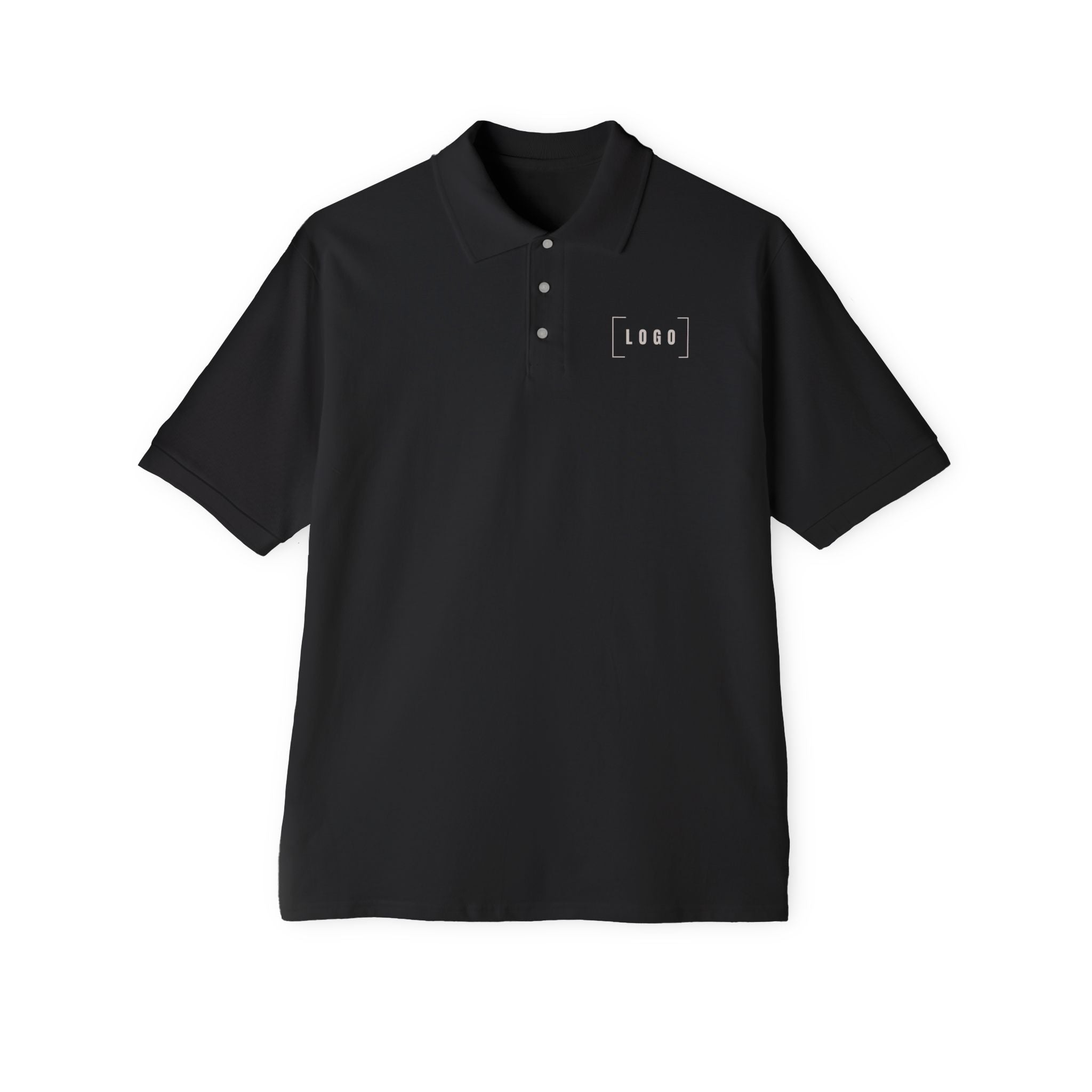 J. Navy men's piqué polo shirt with a customizable logo on the chest