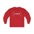 Red long sleeve tee with a customizable logo on the chest