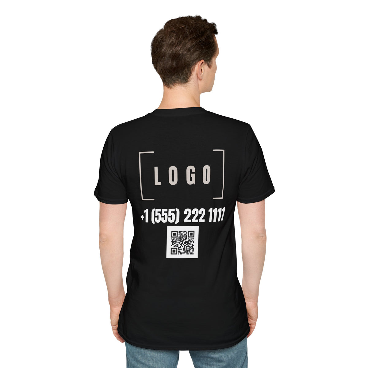 Dark Chocolate t-shirt with a customizable logo on the back