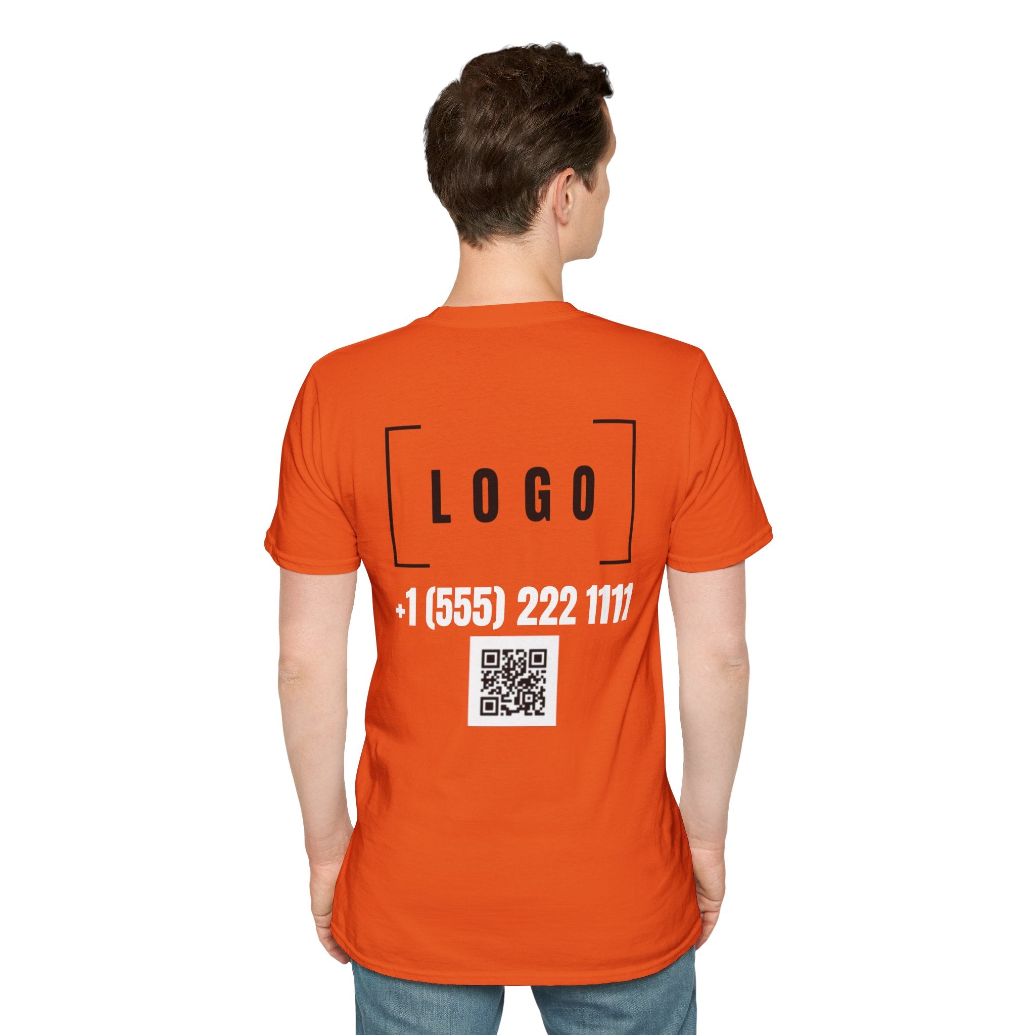 Cherry Red t-shirt with a customizable logo on the back
