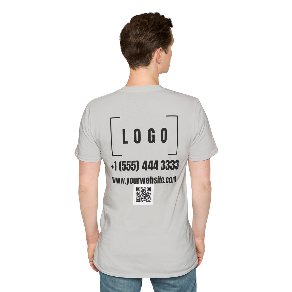 Ice Grey t-shirt with a customizable logo on the front chest and back