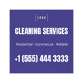 5x5 inch square car magnet template with logo placeholder, business name, and phone number on a purple background