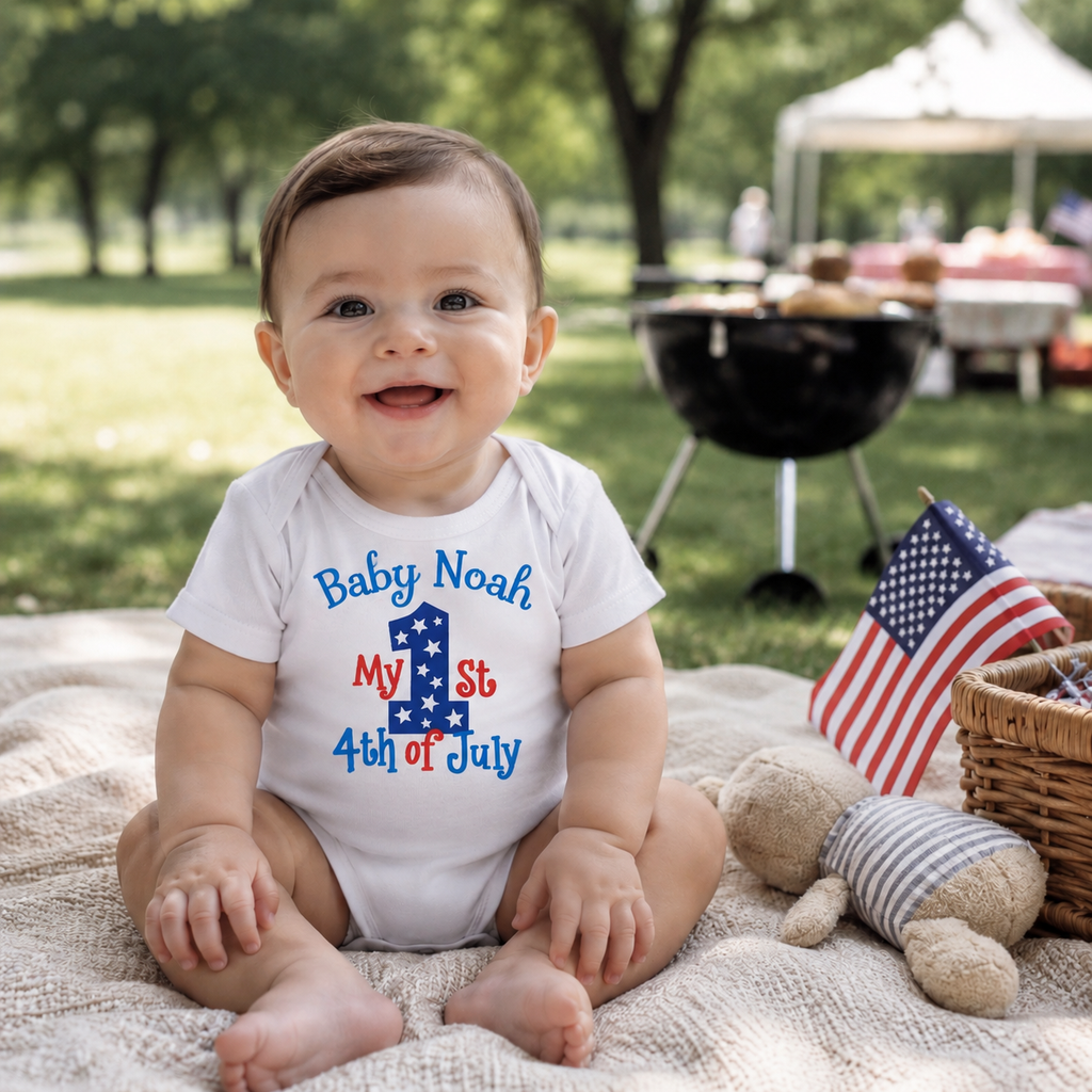 My First 4th of July Baby Bodysuit | First  Fourth of July Onesie | Patriotic Baby Gift |  Newborn 0-24M