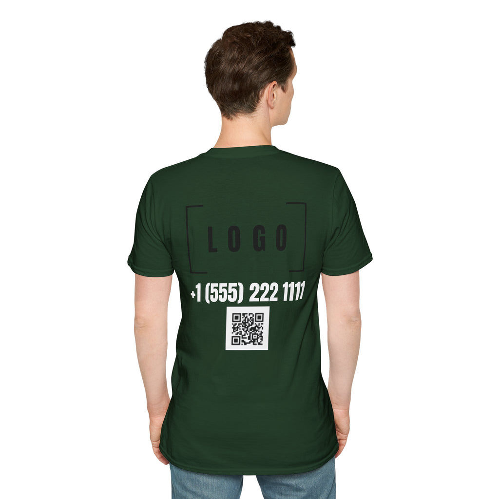 Forest Green t-shirt with a customizable logo on the back