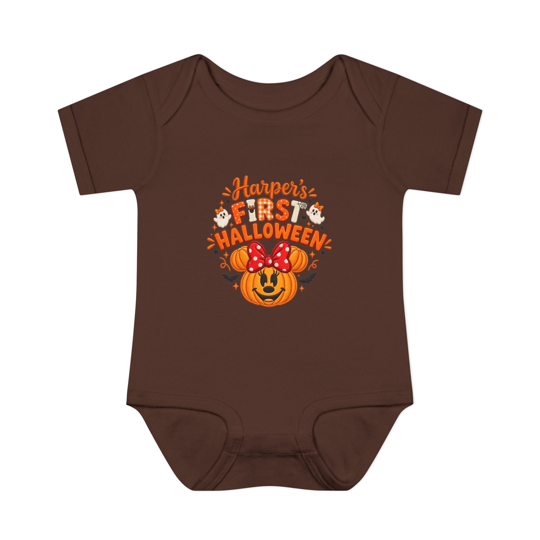 Personalized First Halloween Baby Bodysuit, Pumpkin & Bow Onesie