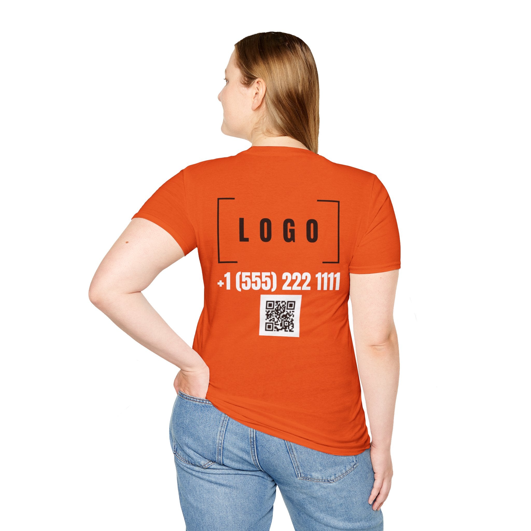 Cherry Red t-shirt with a customizable logo on the back