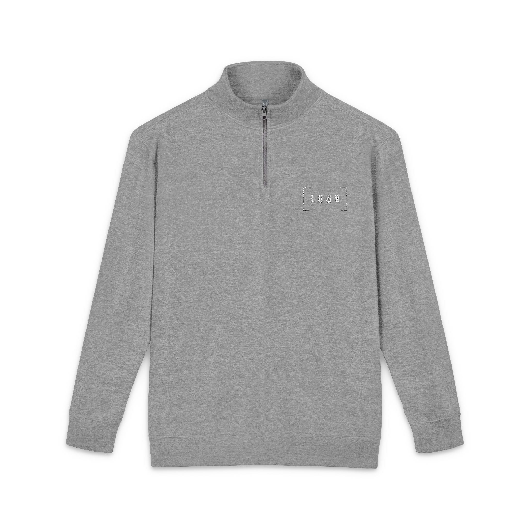Carbon Grey embroidered fleece half-zip pullover with a customizable logo on the left chest