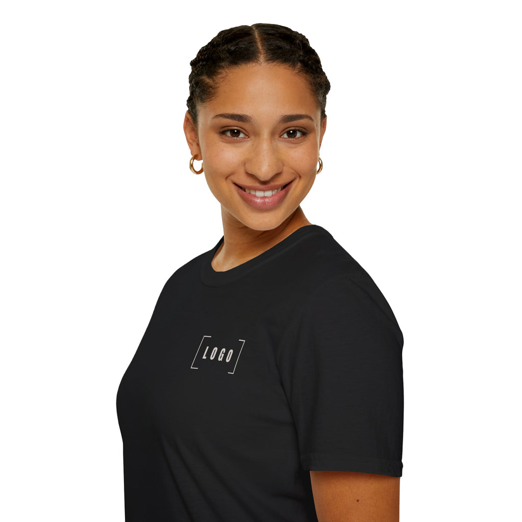 Dark Chocolate t-shirt with a customizable logo on the front chest and back