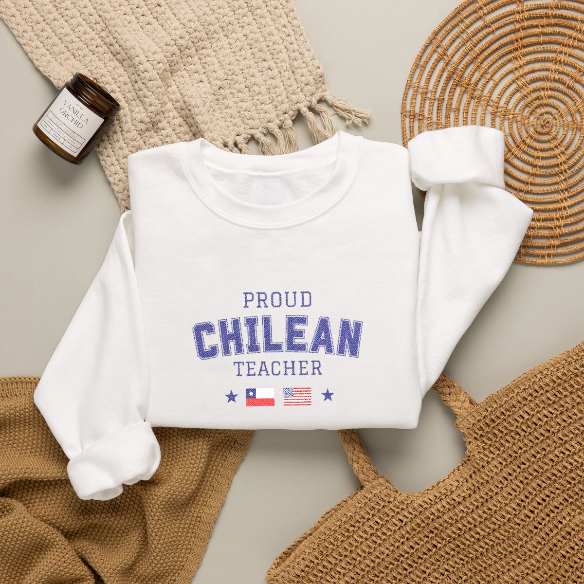 Custom Latina Teacher Sweatshirt | Proud Colombian Mexican Latina Teacher Embroidered, Back to School Gift