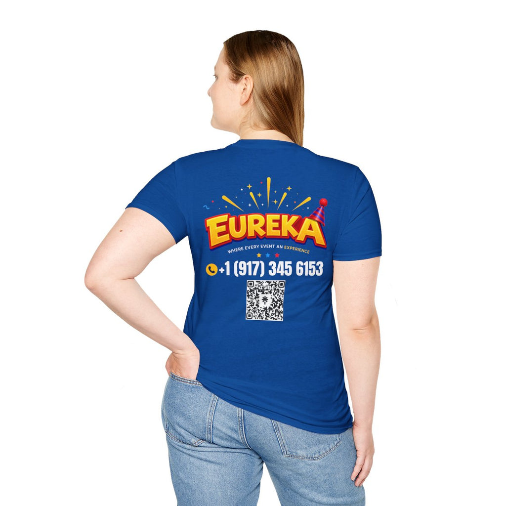 Royal t-shirt with a customizable logo on the back