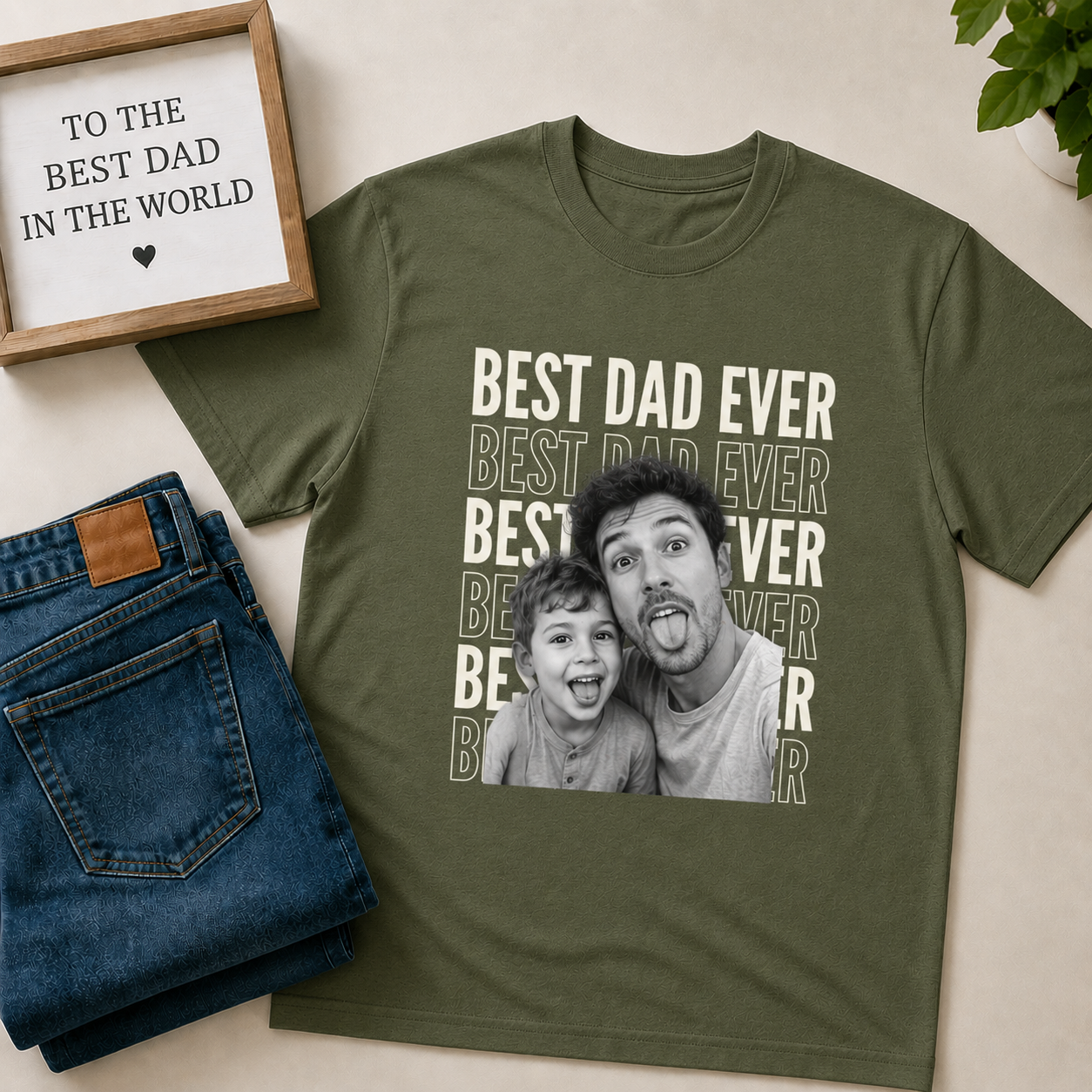 Best Dad Ever T-Shirt — Father & Child Photo Tee (Father's Day Gift)
